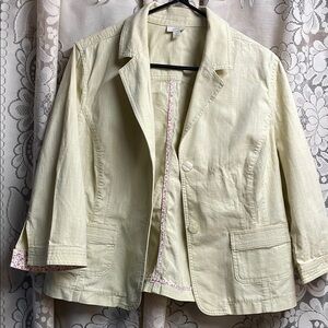 J  Jill Women's Cream Blazer 100% cotton